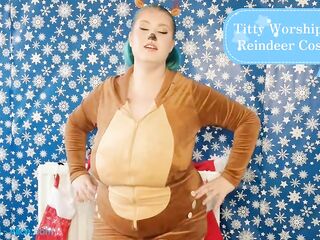 *** TRAILER MERELY *** Titty Worship In A Reindeer Dress - Solo Cutie