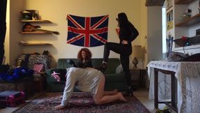 Femdom Ballbusting Pig in Heels Submission