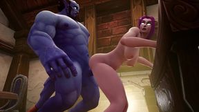 blue man with elf - warcraft porn parody