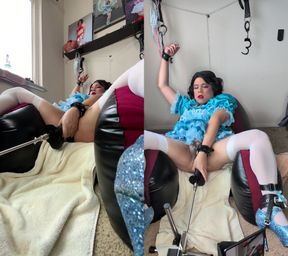 Sissy Candy on Her Inflatable Chair in Self Bondage with Her Fucking Machine