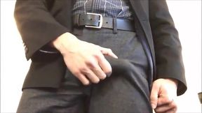 Big-Cock Daddy Masturbating at Work