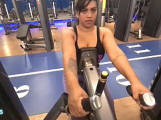 Wet Workout: No Panties to Tease the Trainer and Sweaty Jerk Off at Home