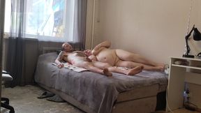 Stepmom with big tits sucks cock and swallows cum