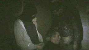 scally boy fucked by 2 big dick in basement