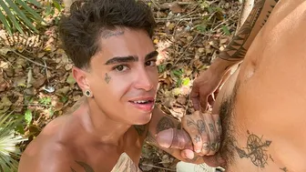 Twink Cain Gomez has rough outdoor anal with Robert and Dominic Pacifico