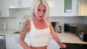 Blonde Quebecois MILF's Kitchen Threesome Frenzy