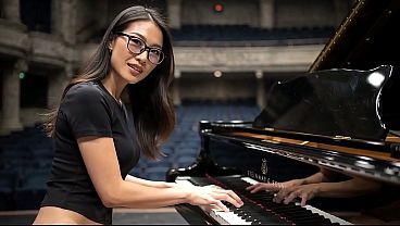 NAKED PIANO PLAY - Myuki bottomless - (Music-Video, Nude in Public Entertainment)