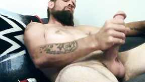 Two straight inked thugs stroke their dick & cum blast