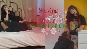 Serving Her For the Holidays 4k | Goddess Ditria Rose's slave minimizes her Christmas stress from a phone call with foot domination and pussy worship!