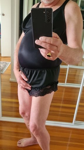Crossdressing and ready to masturbate.