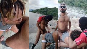 na trilha boy me pe- diu ci-gar-ro. nao fumo, mas ofereci algo melhor e ele adorou. ainda catamos um pescador para participar da brincadeira. parte um