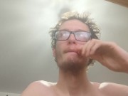 Skinny guy loves to spit and vape circles