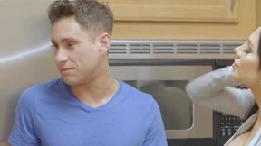 First-time threeway leads to a stepanal BJ and big ass fuck