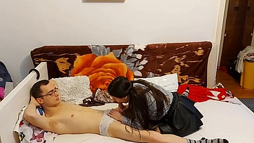 Sexy college girl ALONE AT HOME WITH MY STEPBROTHER, I interrupt his video game and give him a HARD FUCK