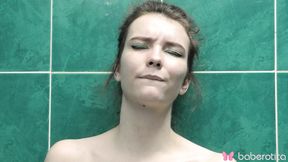 Solo girl Alice Paradise naked in the bathroom showering and masturbating in 4K.