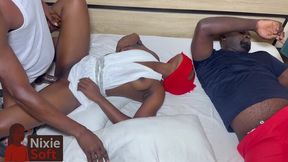 Ebony queen massages big black cock