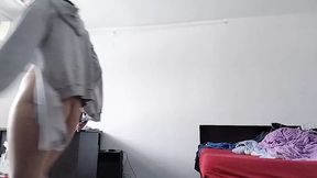 Amateur wife dances naked around the house.