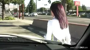 Hitchhiking leads to hot teen's deepthroat blowjob and rough anal fuck