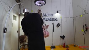 Meat jerking BDSM hot girl on her knees