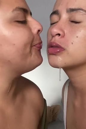 Very Sloppy and Deep Lesbian Kisses