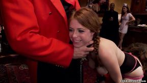 ”Slaves rough fucked at bdsm party”