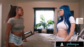 GIRLSWAY - Naughty Destiny Mira Teaches Her Curious New Roommate Jewelz Blu How To Squirt