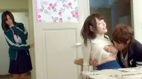 Oriental Teens' Steamy Three-way Action