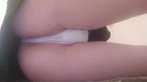 Desperate Japanese cutie pisses herself holding it in panties