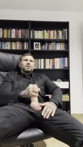 Handsome Guy Masturbates in Suit