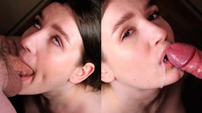 EYES ROLLING DEEPTHROAT BLOWJOB CUM ON LIPS 4K