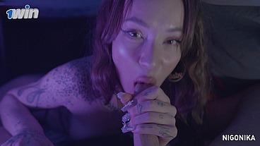 POV BLOWJOB UNDER A BLANKET _ 1winporn NIGONIKA BEST PORN 2024