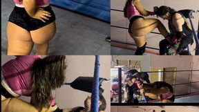 Mixed wrestling ball busting, domination