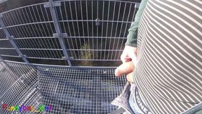 I'm Edit on My Foreskin Cock Outside on a Very Public Observation Tower by a River.