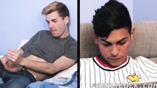 Hunky stepdad fucks his stepson and his Latino boyfriend