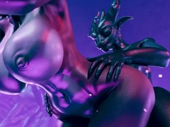 Frenetic sex session for 3D temptress with big hooters