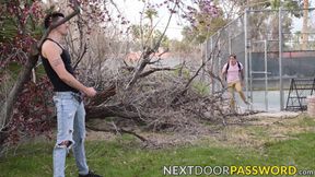 Curious Jayden Marcos finds Kane Fox jerking in the woods