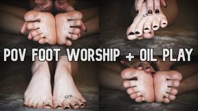 POV Foot Worship + Oil Play [HD] [WMV]