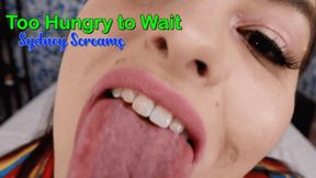 Too Hungry to Wait - same-size vore scene featuring: mouth fetish, BBW vore, bloated belly, and burping - 1080 WMV