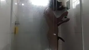 Taking a shower and masturbating.