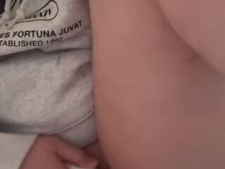 Blonde girl plays with her wet pussy until she squirts all over the floor