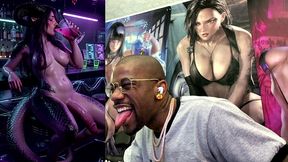 transgender dragon waifu at a bar with her hard girl cock out, ai generated