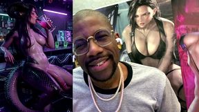 transgender dragon waifu at a bar with her hard girl cock out, ai generated
