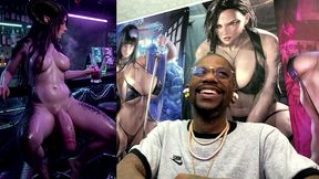 transgender dragon waifu at a bar with her hard girl cock out, ai generated