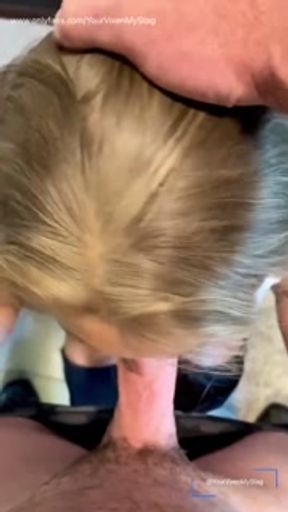 Neighbor Surprises Hot Blonde While Husband is at Work- Cheating Hot Wife Gives Great Blowjob