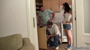 Dirty old pervert gets his rocks off on naive young broad