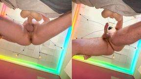 Daddy fucks while you lay below and watch until he cums all over you!