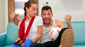 Losing bet means she sucks his dick