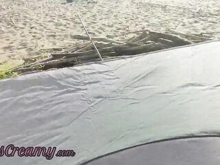 Flashing cock in public - My wife makes me cum in front of strangers on a exposed beach - MissCreamy