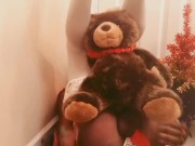 Hot shemale tgirl and a Teddy Bear for Christmas Cosplay