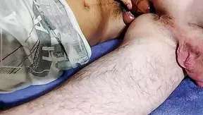 The skinny guy lets me play with his cock